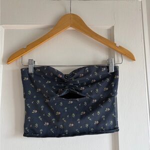 Silence + Noise Black Floral Crop Top